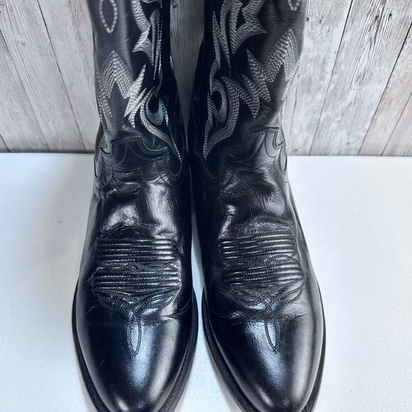 Dan‎ Post DP2110 Boots Mens 10 Black Leather Round Toe Western Riding Cowboy - Picture 7 of 9
